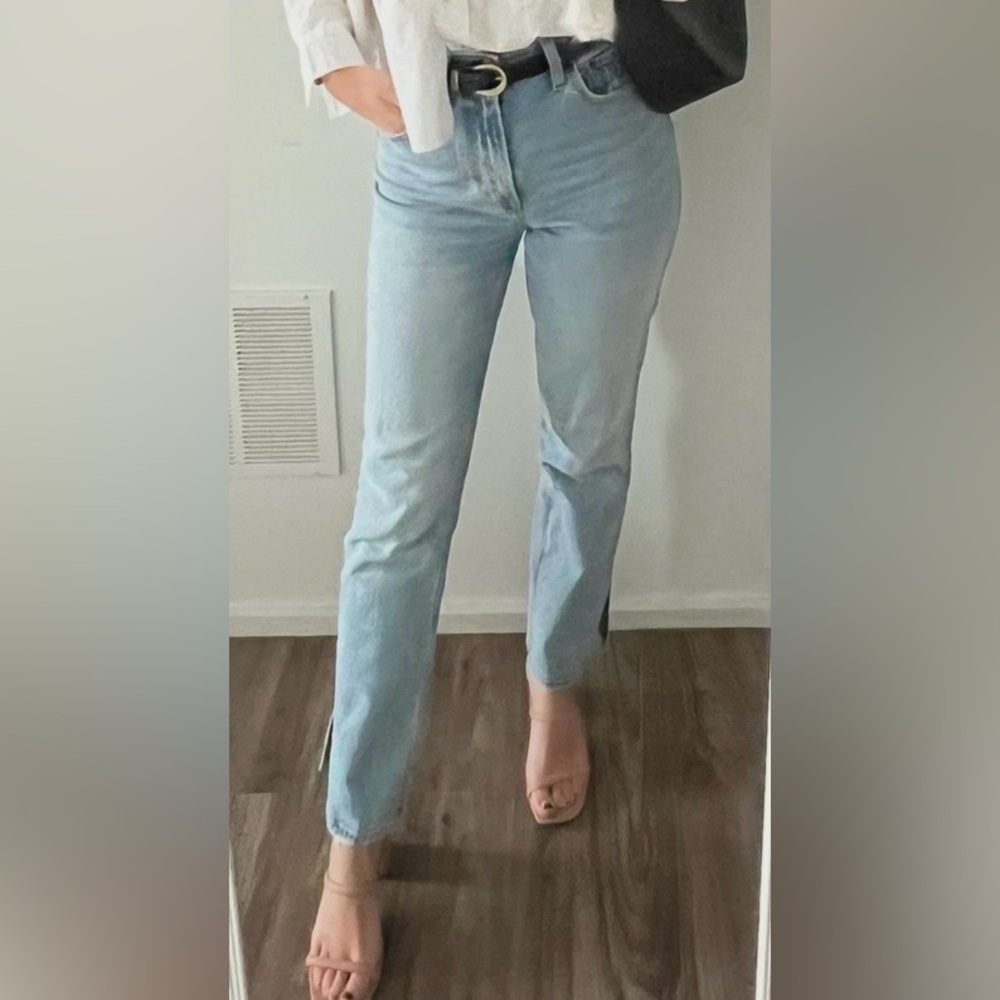 A&F Light Blue Curve Love Straight Jeans